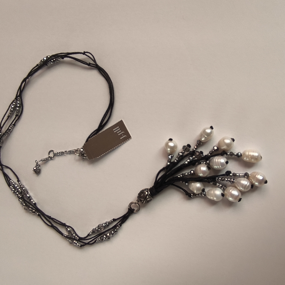 J. Jill Silver and Black Elegant Pearl Beaded Necklace